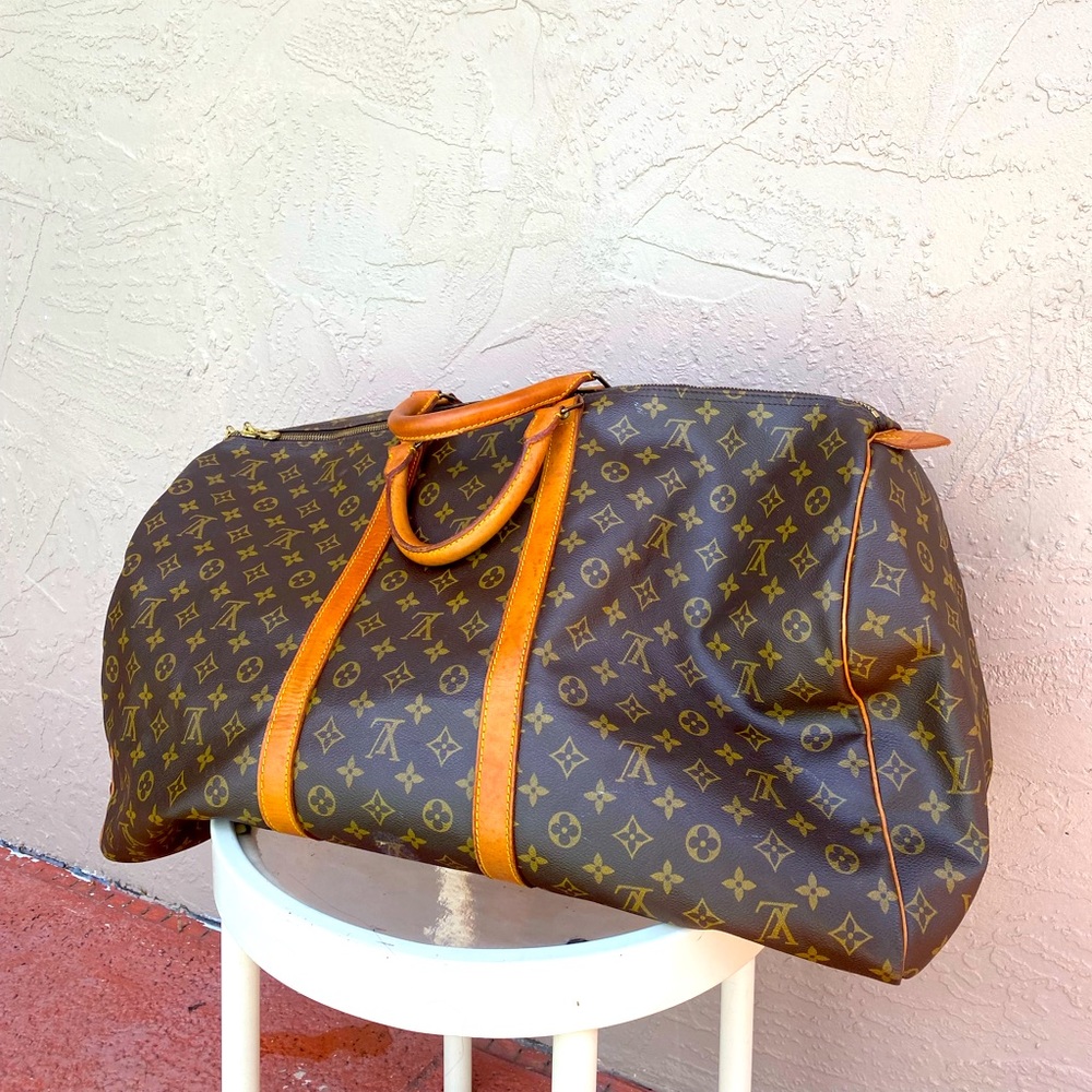 Louis Vuitton Brown and Gold Travel Bag